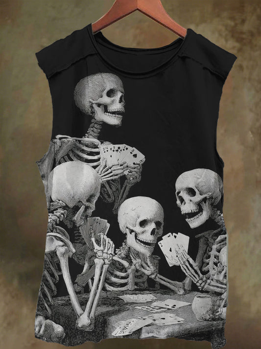 Unisex Wolf Warrior Print Casual Cotton Tank Top