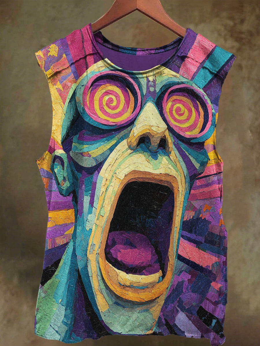 Unisex Fantasy Glasses Youth Printed Casual Cotton Tank Top