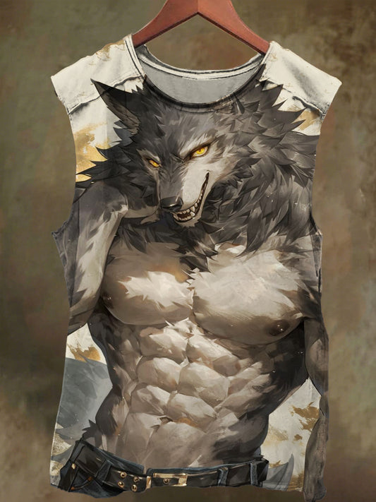 Unisex Wolf Teen Print Casual Cotton Tank Top