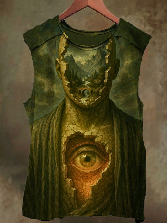 Unisex Junior Devil's Eye Print Casual Cotton Tank Top