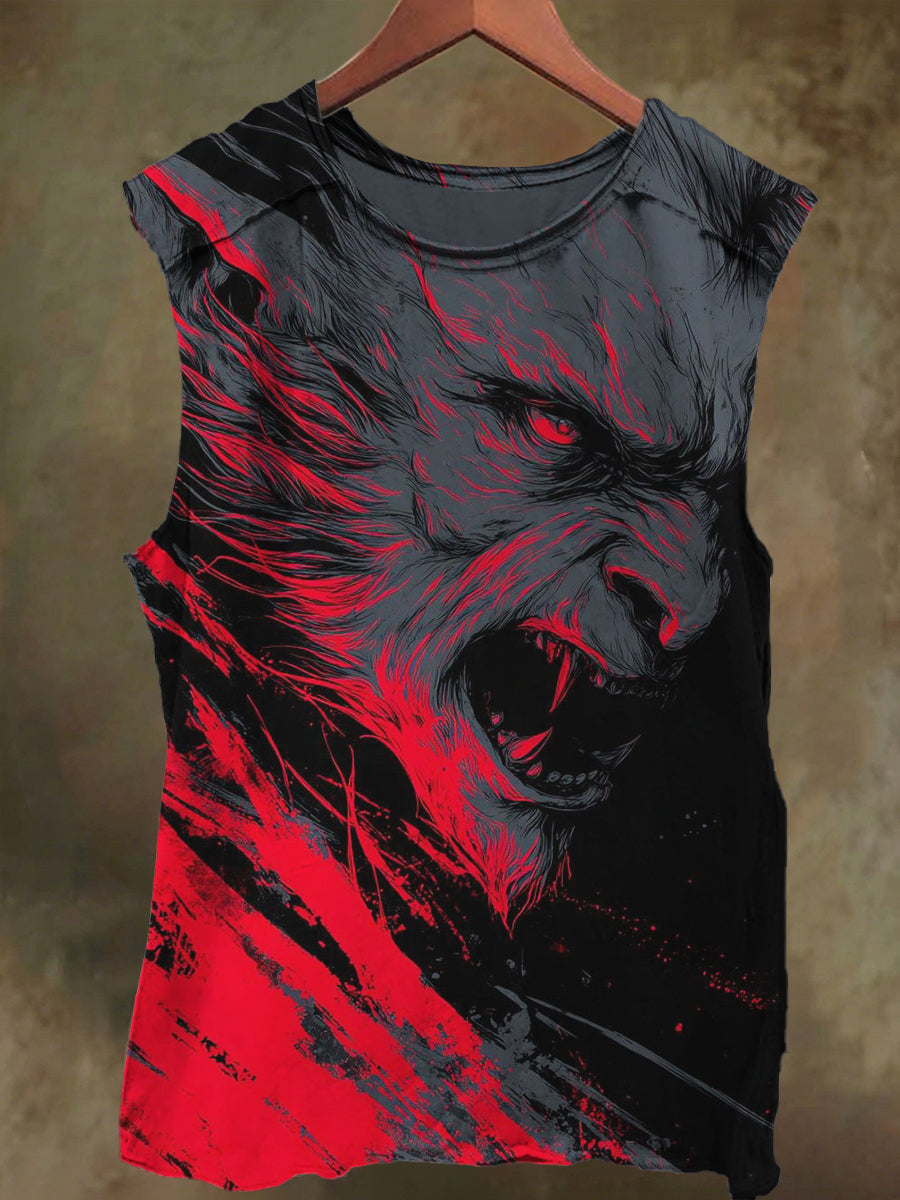 Unisex Devil's Teeth Print Casual Cotton Tank Top