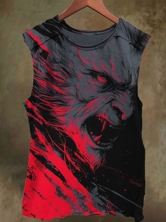 Unisex Devil's Teeth Print Casual Cotton Tank Top