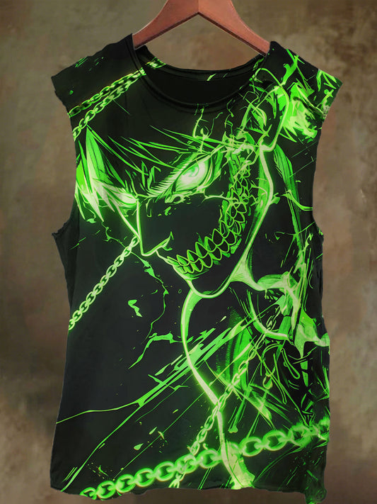 Unisex Skull Chain Teen Print Casual Cotton Tank Top