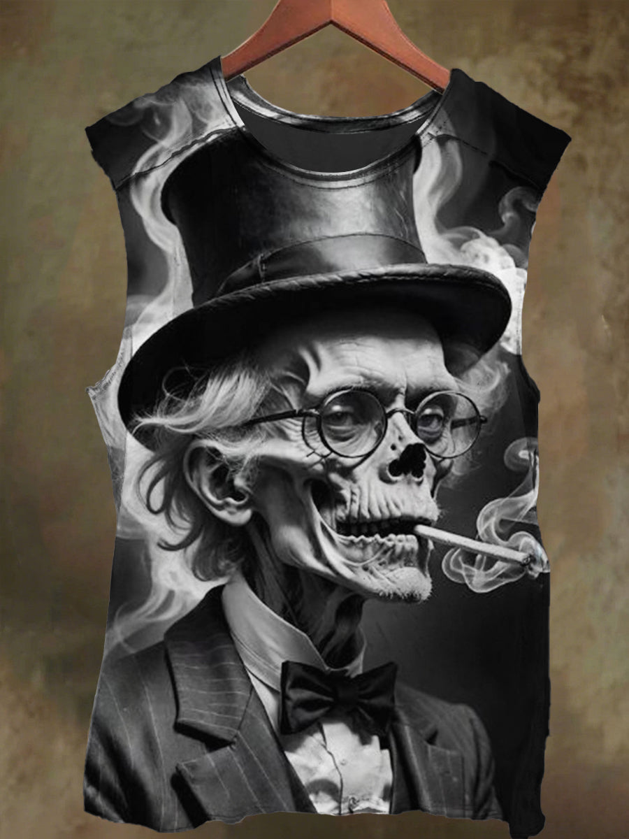 Unisex Hat Skull Scientist Print Casual Cotton Tank Top