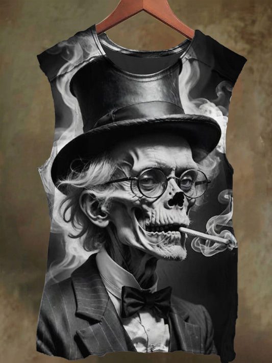 Unisex Hat Skull Scientist Print Casual Cotton Tank Top