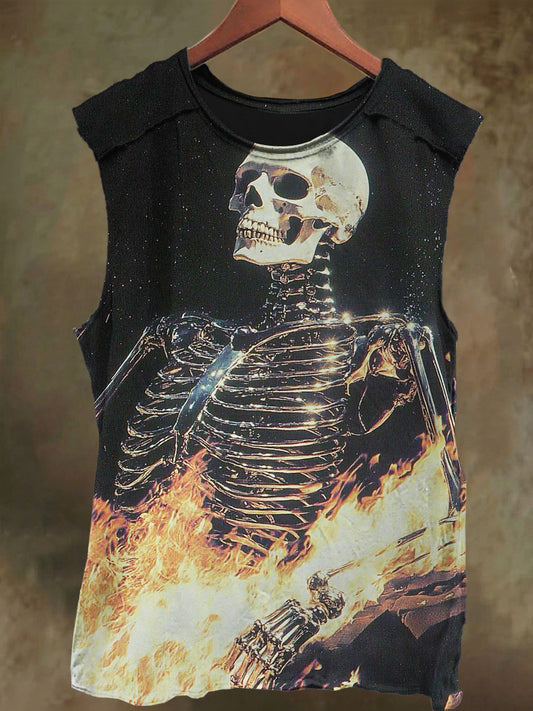 Unisex Silverlight Skull Teen Print Casual Cotton Tank Top