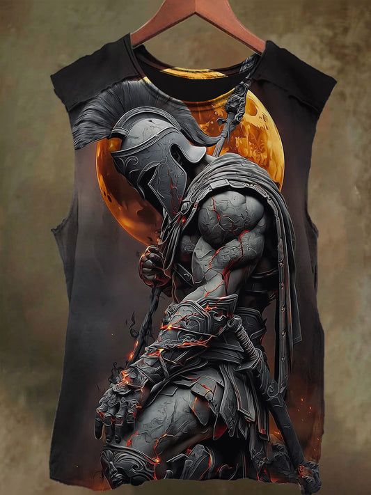 Unisex Flame Rock Gladiator Print Casual Cotton Tank Top