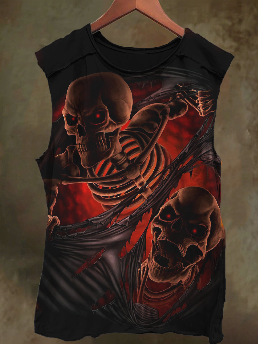 Unisex Hell Skull Devil Print Casual Cotton Tank Top