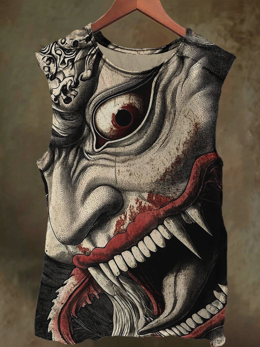Unisex Devil's Face Print Casual Cotton Tank Top