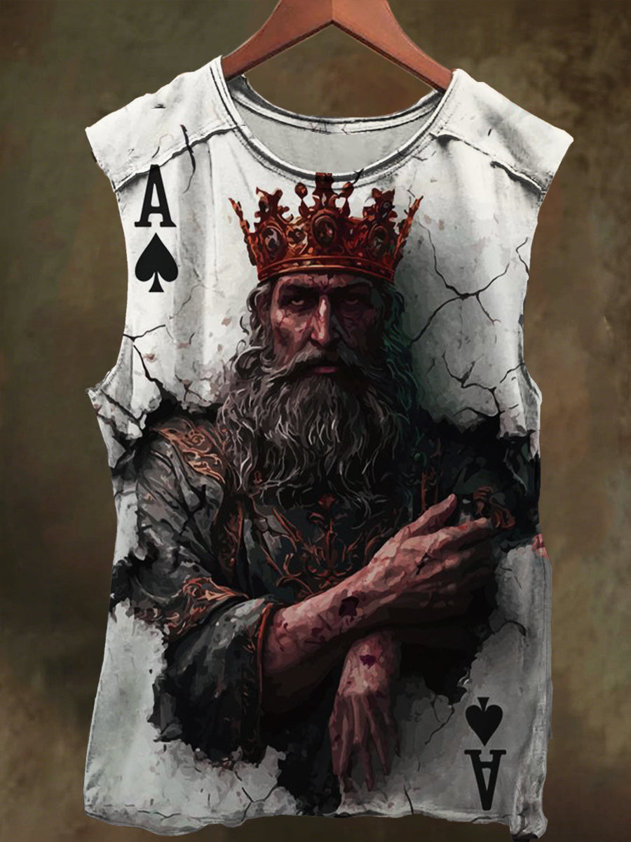 Unisex Poker Rock King Print Casual Cotton Tank Top
