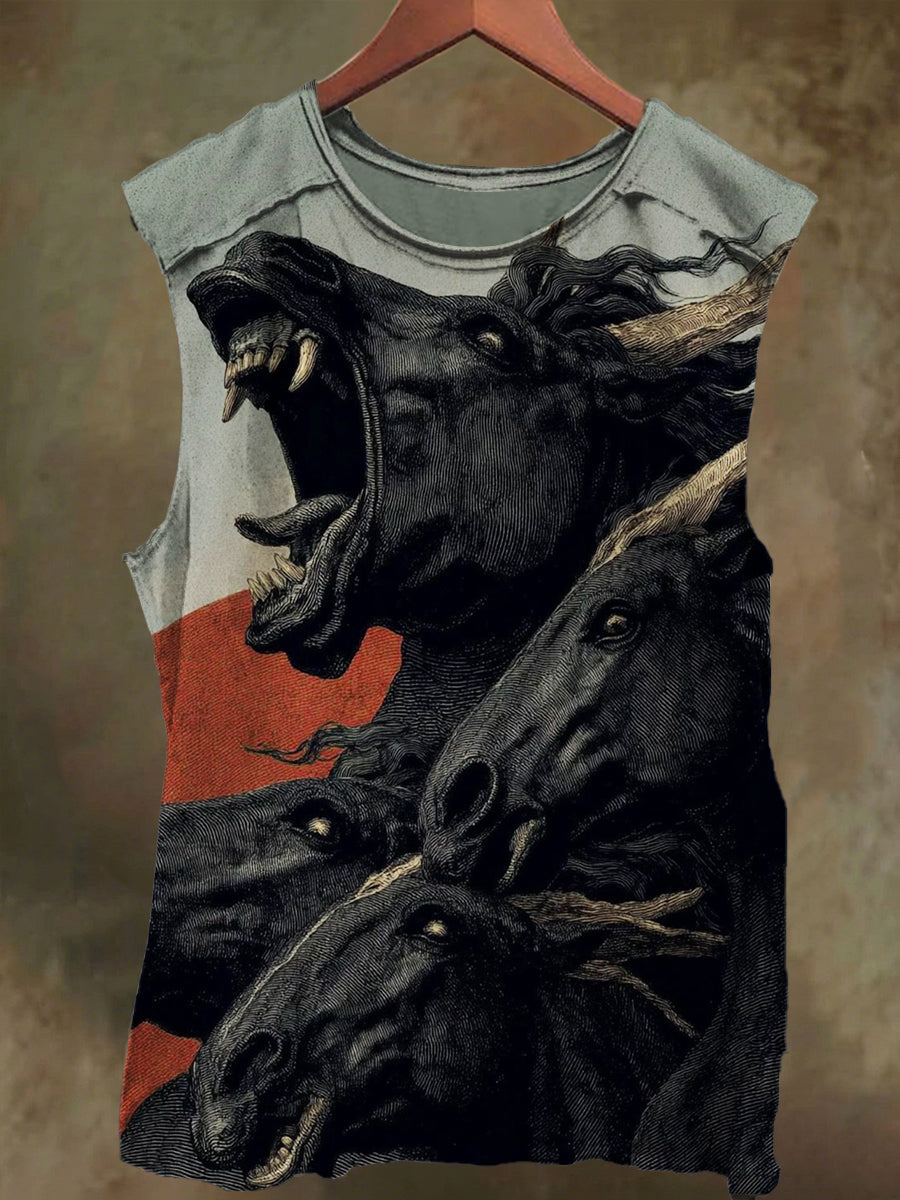 Unisex Hellcow Print Casual Cotton Tank Top