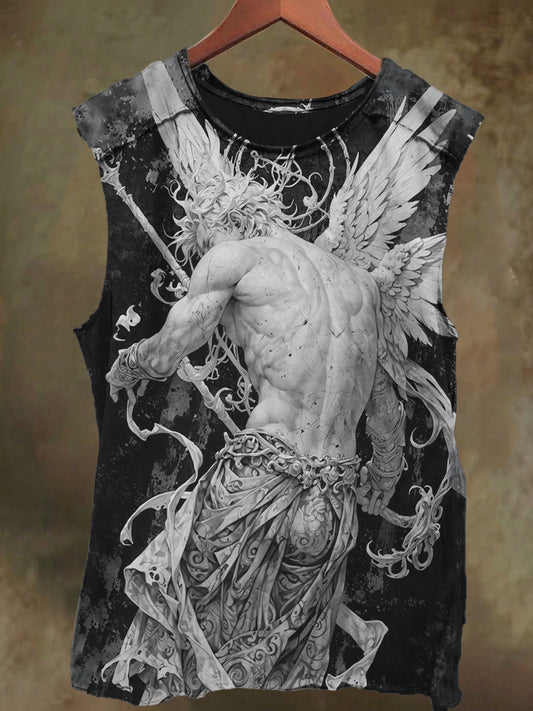 Unisex Fallen Angel Print Casual Cotton Tank Top