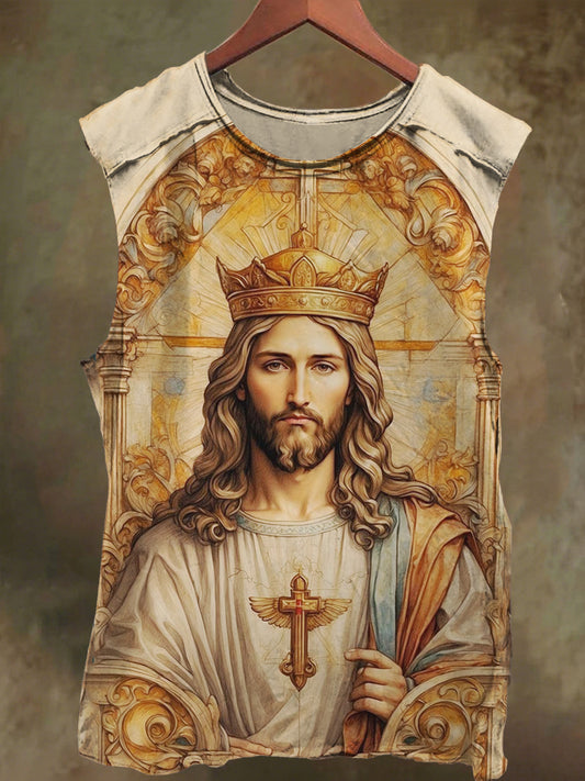 Unisex Temple Jesus Print Casual Cotton Tank Top