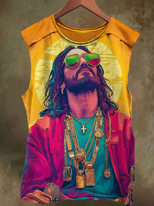 Unisex Rock Jesus Print Casual Cotton Tank Top