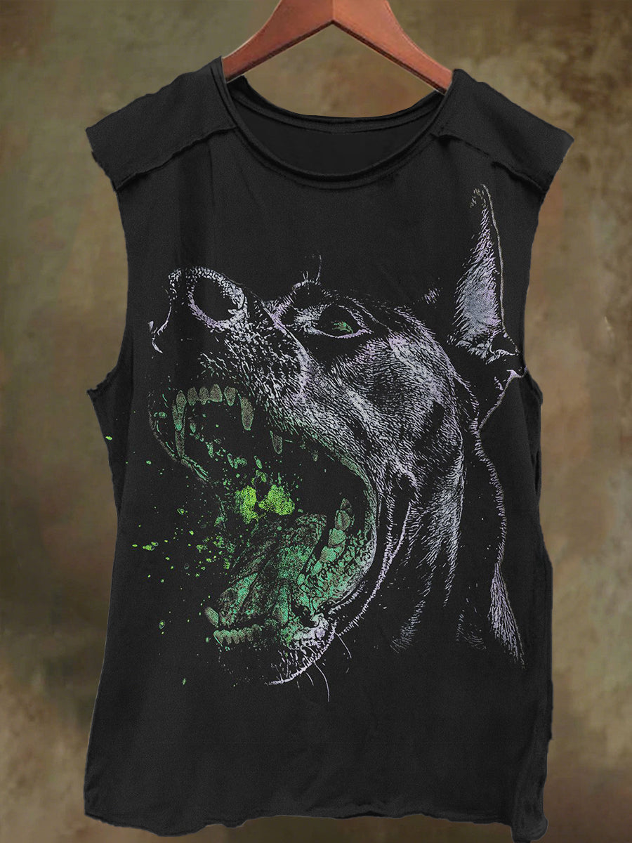Unisex Hellhound Print Casual Cotton Tank Top