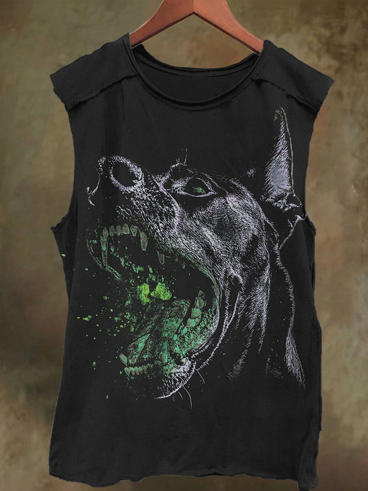 Unisex Hellhound Print Casual Cotton Tank Top