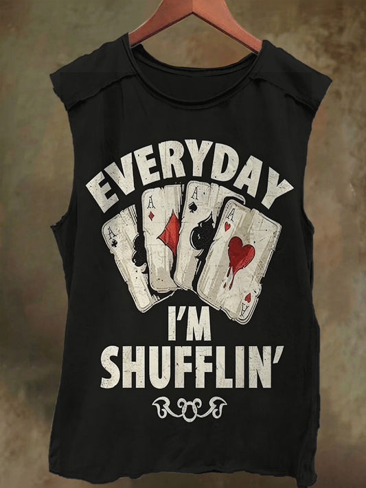 Unisex Poker Print Casual Cotton Tank Top