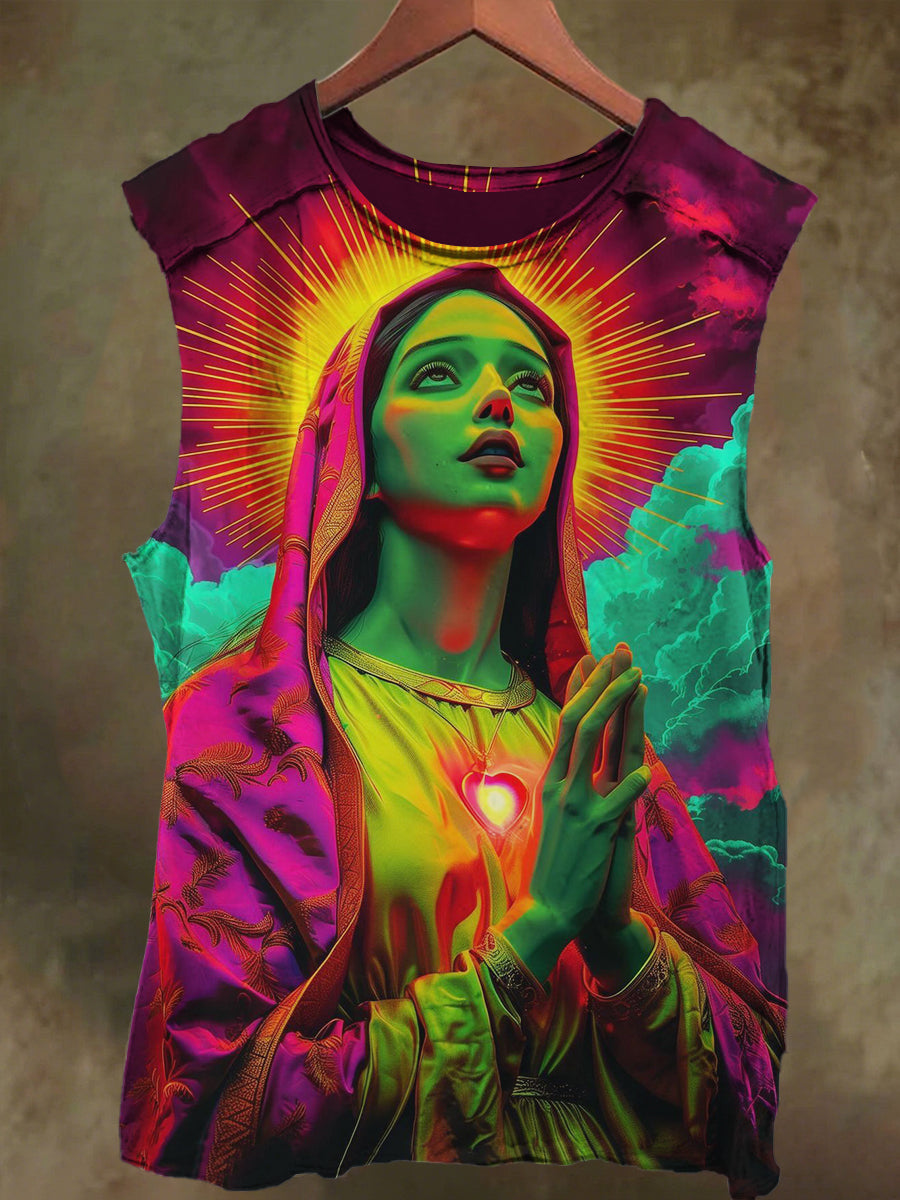 Unisex Virgin's Prayer Print Casual Cotton Tank Top
