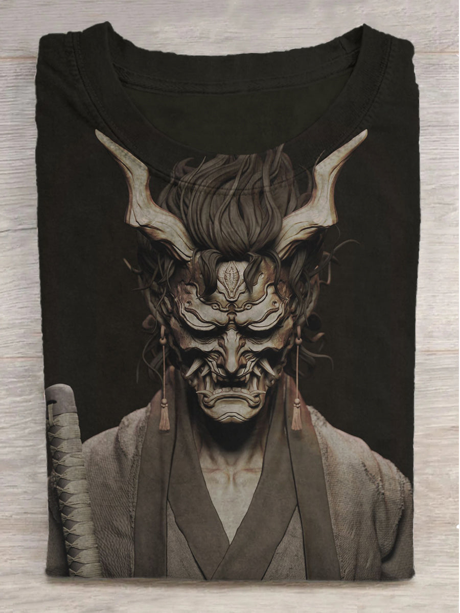 Cow Mask Messenger Printed Round Neck Short Sleeve T-Shirt