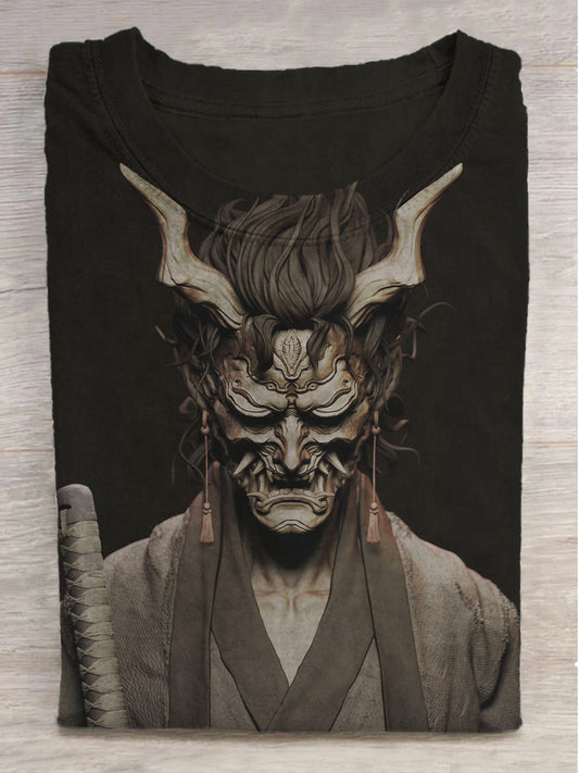 Cow Mask Messenger Printed Round Neck Short Sleeve T-Shirt