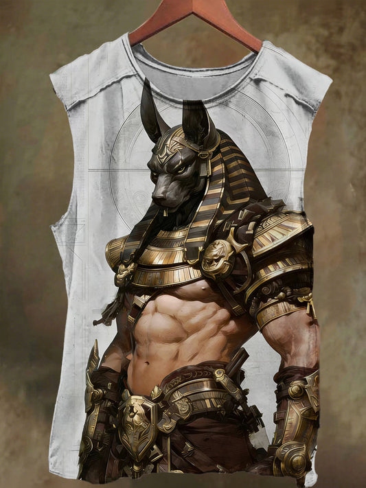 Unisex Muscle Anubis Print Casual Cotton Tank Top