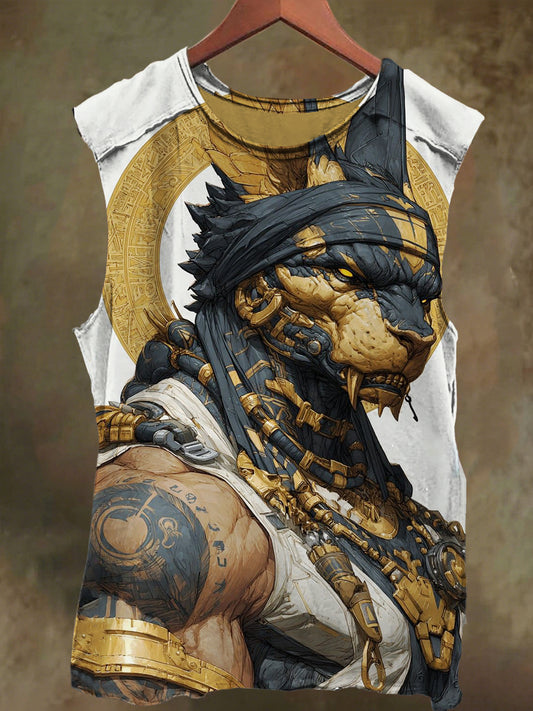 Unisex Muscle Wolf Warrior Print Casual Cotton Tank Top