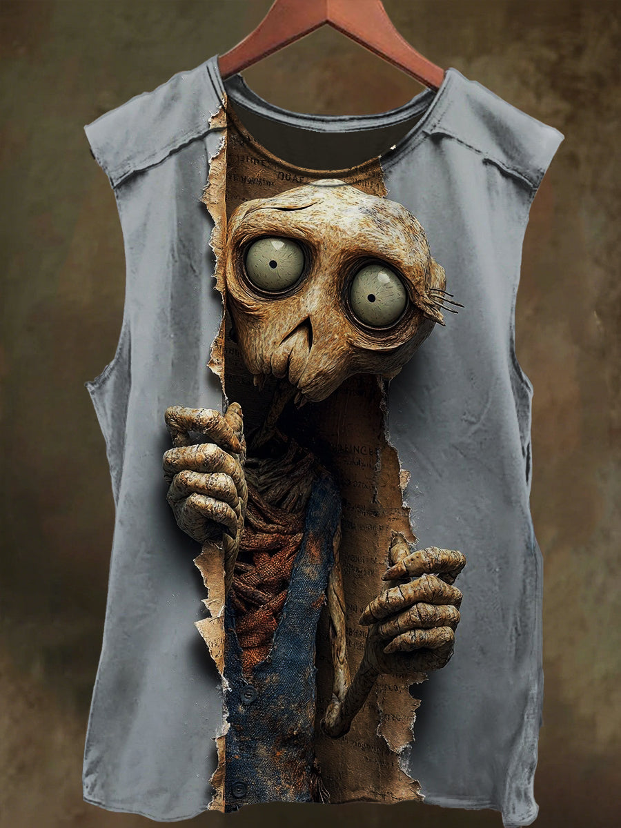 Unisex Skull Scarecrow Print Casual Cotton Tank Top