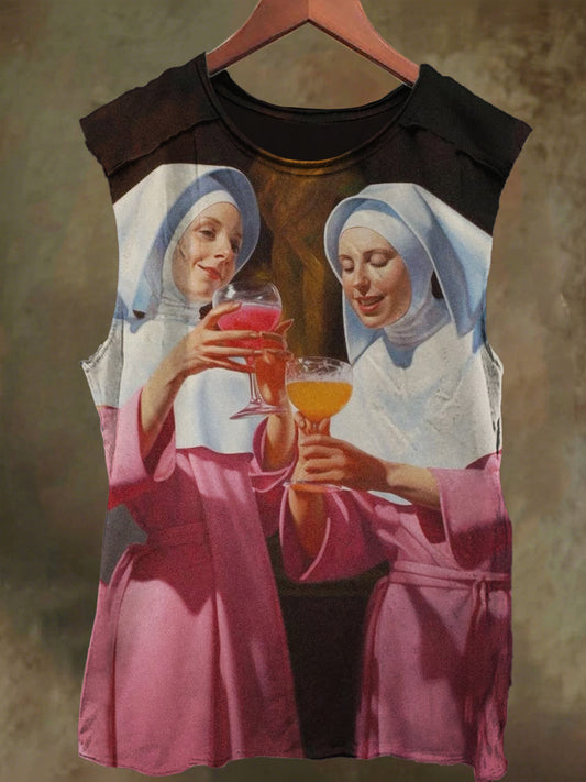 Unisex Nun Party Print Casual Cotton Tank Top