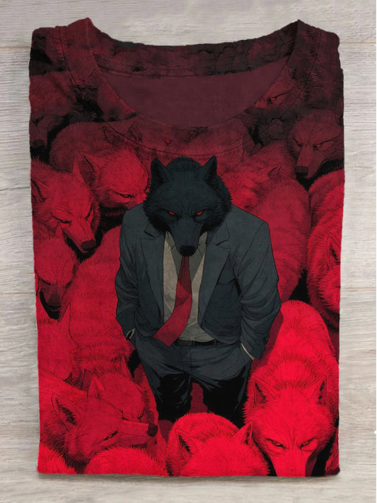 Dark Wolf Youth Printed Round Neck Short Sleeve T-Shirt