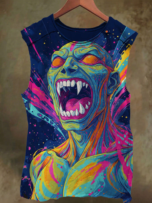 Unisex Scream Colorful Abstract Print Casual Cotton Tank Top