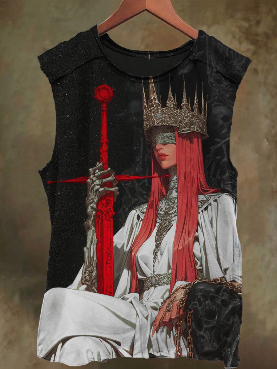 Unisex Crown Queen Print Casual Cotton Tank Top