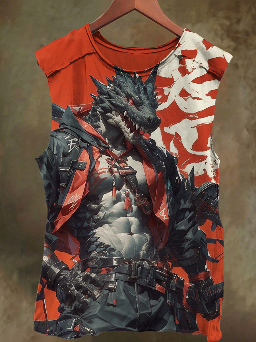 Unisex Muscle Snake Warrior Print Casual Cotton Tank Top