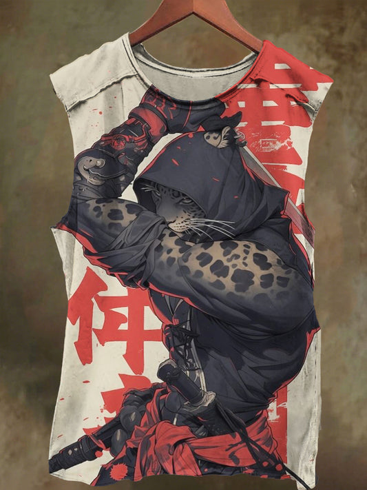 Unisex Leopard Warrior Print Casual Cotton Tank Top