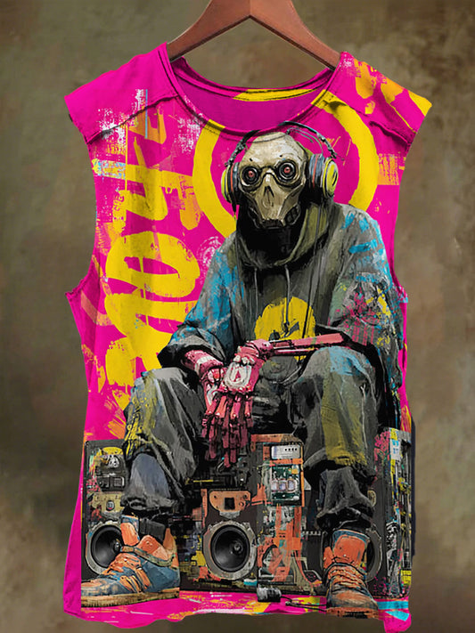 Unisex Rock Skull Youth Print Casual Cotton Tank Top