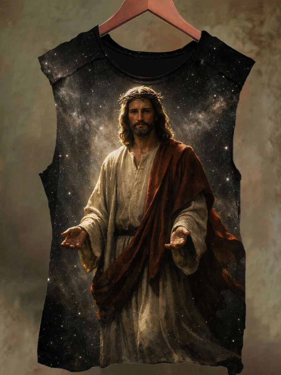 Unisex Star Jesus Faith Print Casual Cotton Tank Top