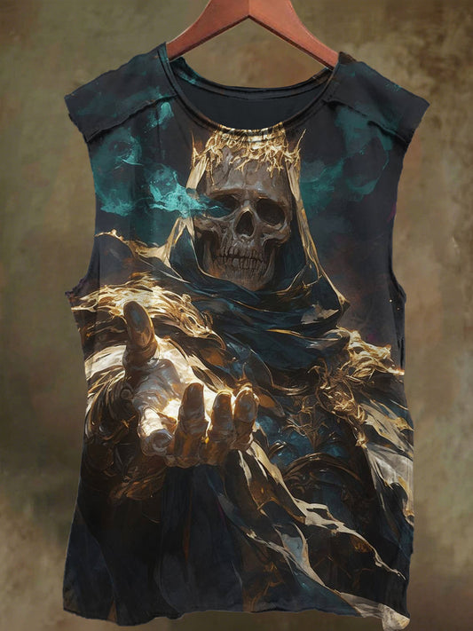 Unisex Skull King Print Casual Cotton Tank Top