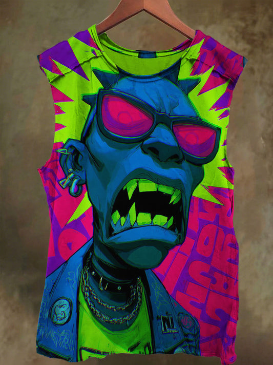 Unisex Rock Scream Graffiti Youth Printed Cotton Tank Top