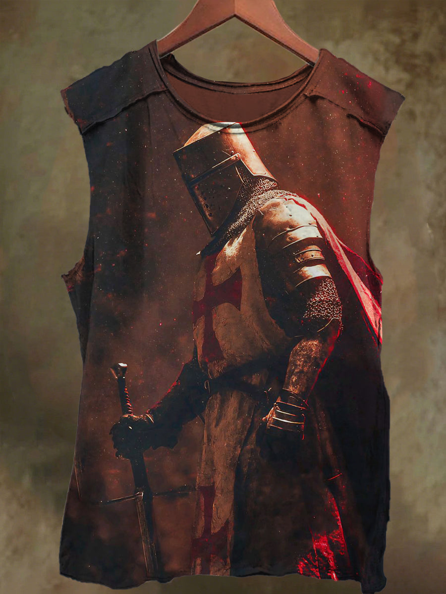 Unisex Knight of the Cross Printed Casual Cotton Tank Top in Light