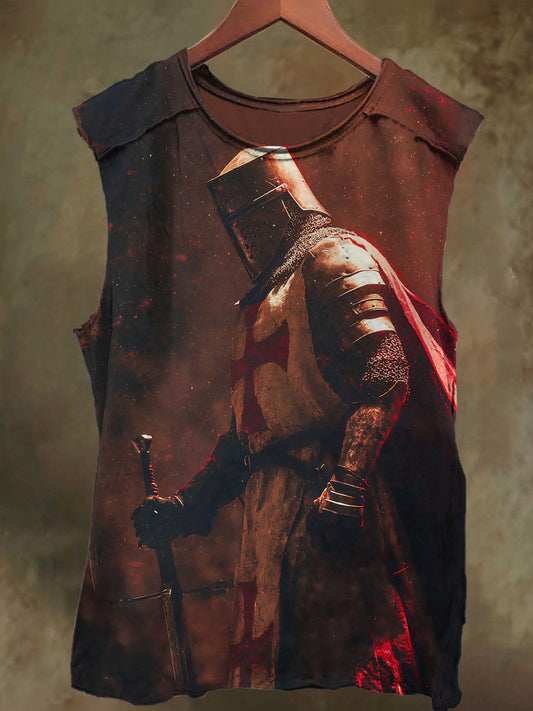 Unisex Knight of the Cross Printed Casual Cotton Tank Top in Light