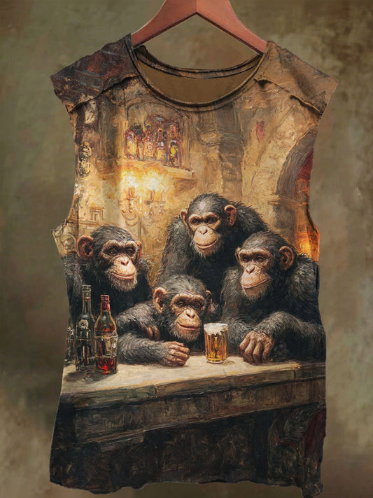 Unisex Gorilla Bar Print Casual Cotton Tank Top