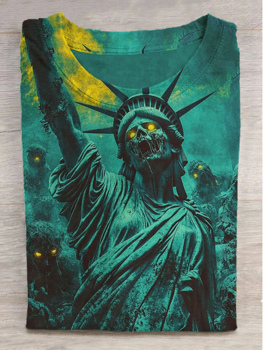 Terror Liberty Printed Crew Neck Short Sleeve T-Shirt