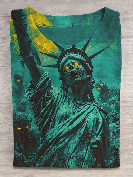 Terror Liberty Printed Crew Neck Short Sleeve T-Shirt