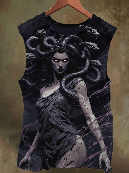 Unisex Medusa Print Casual Cotton Tank Top