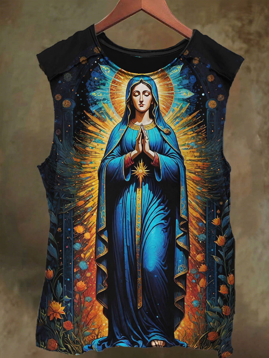 Unisex Virgin Mary Print Casual Cotton Tank Top