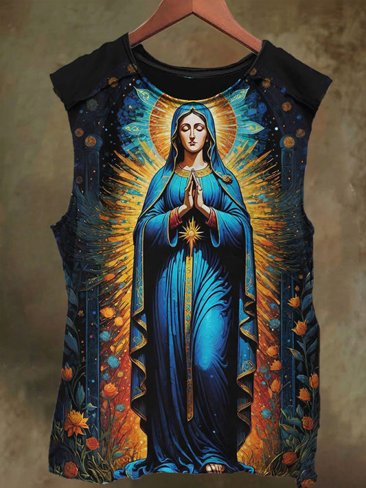 Unisex Virgin Mary Print Casual Cotton Tank Top