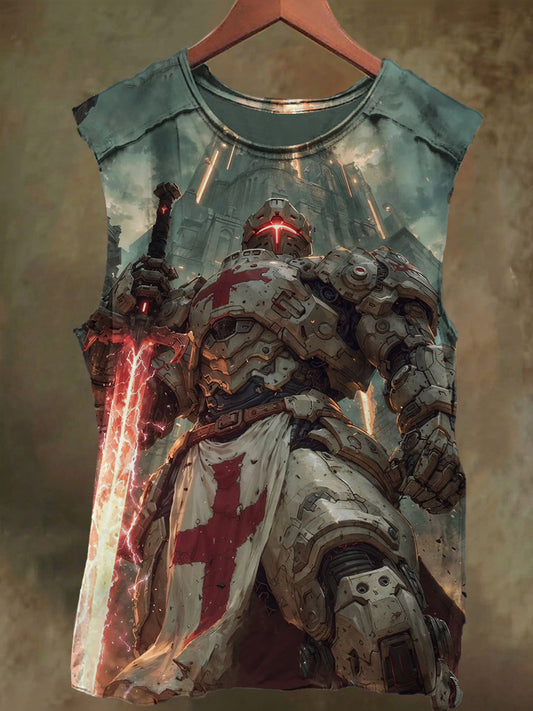 Unisex Mechanical Crusader Print Casual Cotton Tank Top