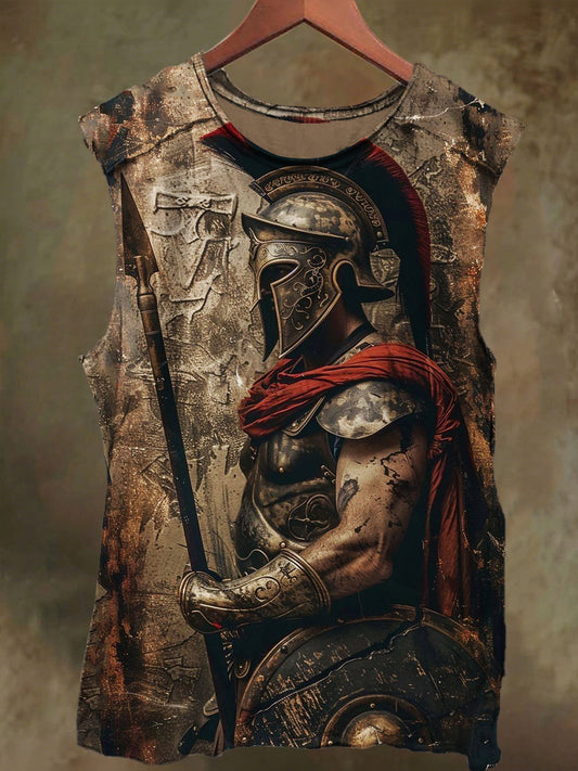 Unisex Vintage Muscle Gladiator Print Casual Cotton Tank Top