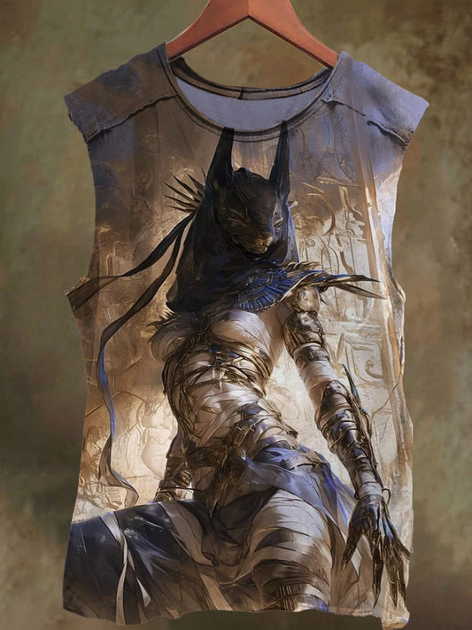 Unisex Anubis Print Casual Cotton Tank Top