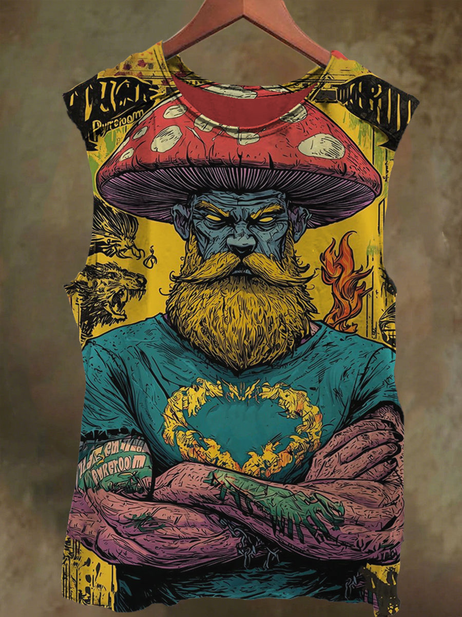 Unisex Mushroom Giant Print Casual Cotton Tank Top