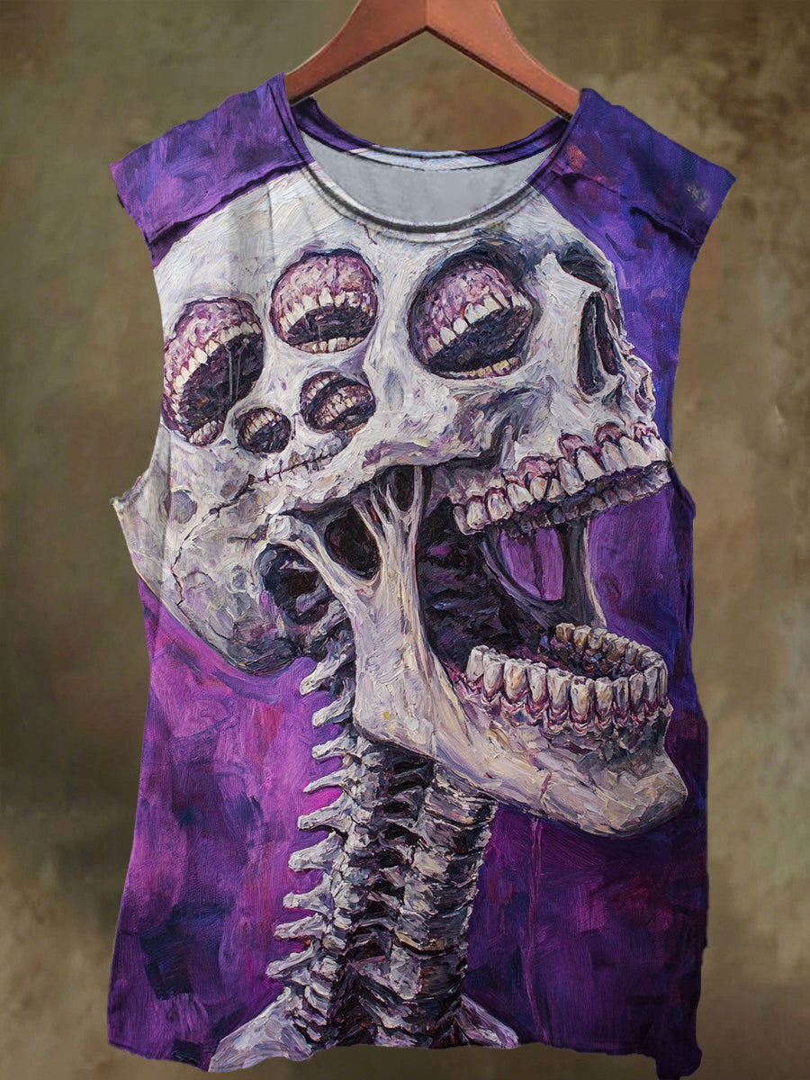 Unisex Skull's Teeth Print Casual Cotton Tank Top